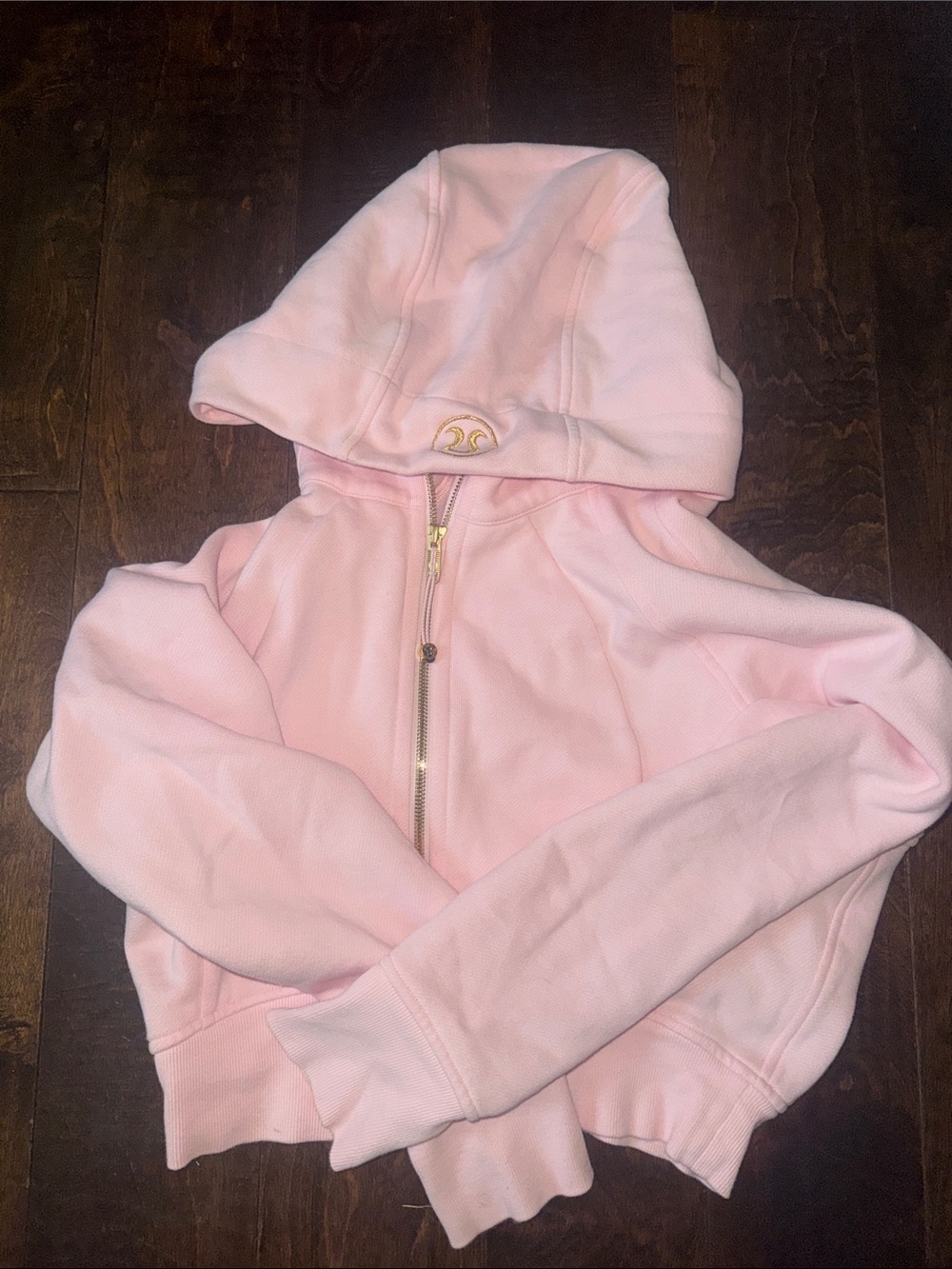 lululemon athletica Light Pink Hoodie Scuba, Full Zip. Gold Zipper